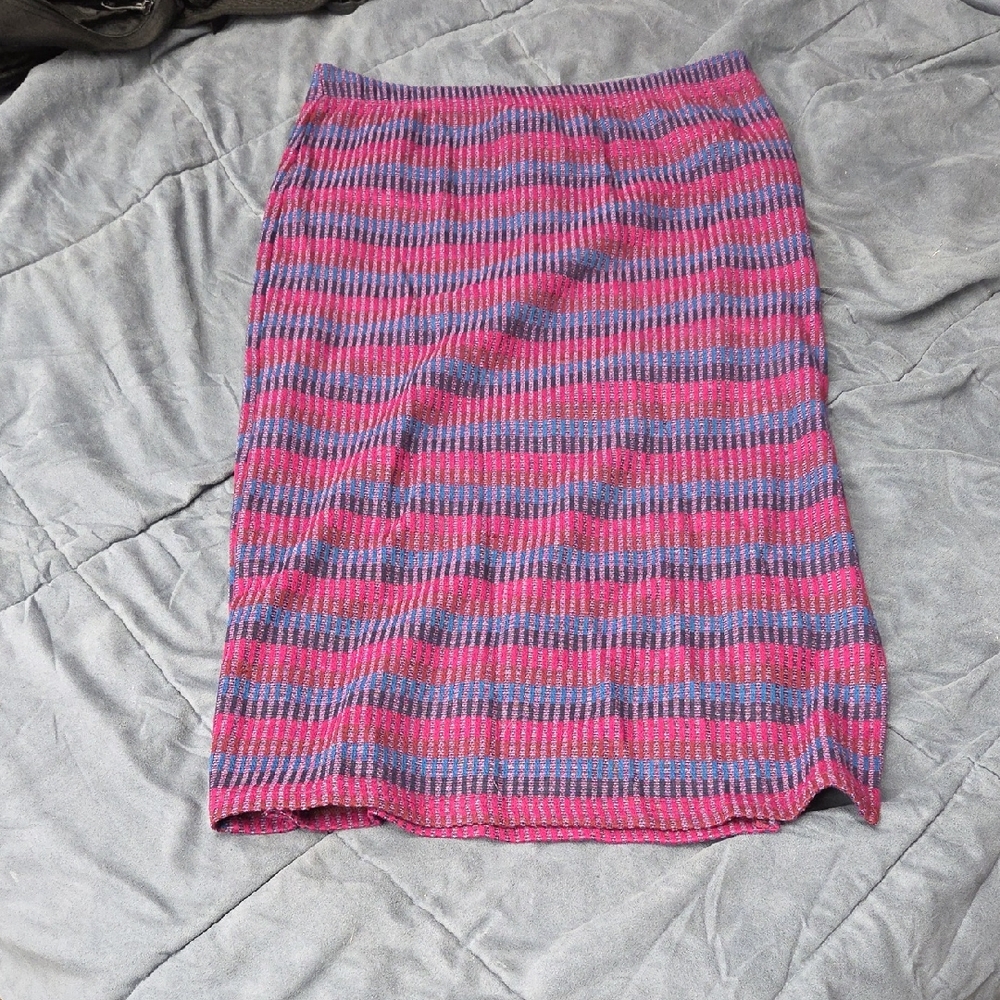 Time and Tru Pink and Gray Ribbed Pencil Skirt W/ Slit